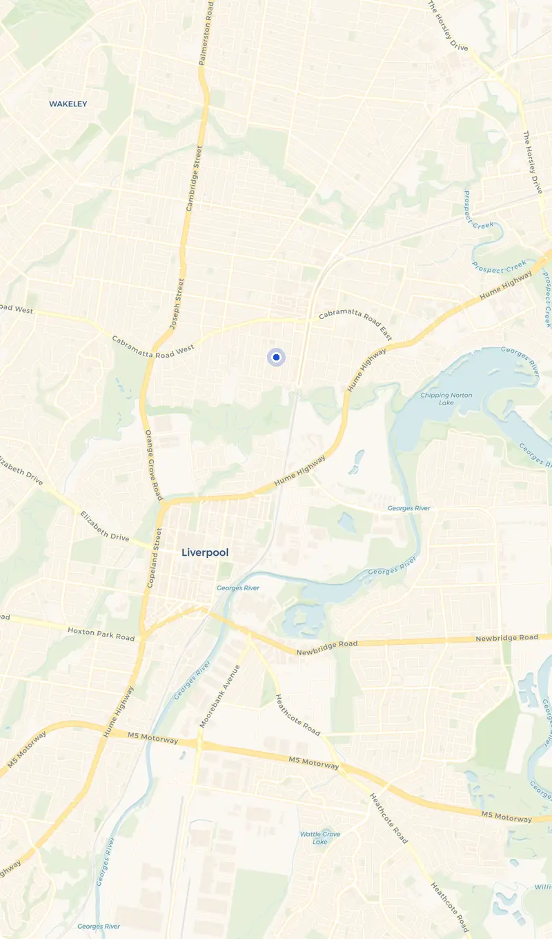 Map of the Cabramatta service area and the surrounding suburbs we cover.