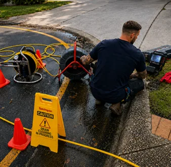 Repairing a burst drain pipe at a Cabramatta home